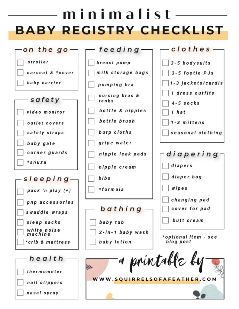 pdf baby registry checklist